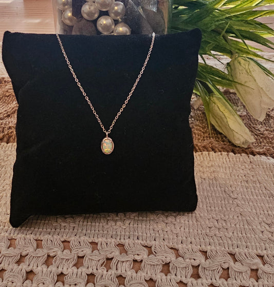 S925 Sterling Silver Opal Necklace